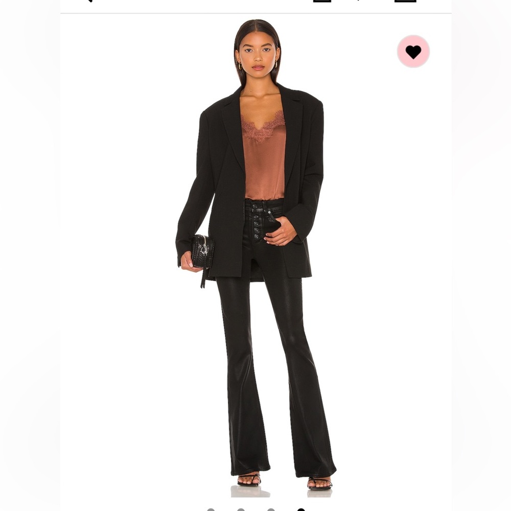 Paige High Rise Black coated Lou Lou Flare Jeans 25
